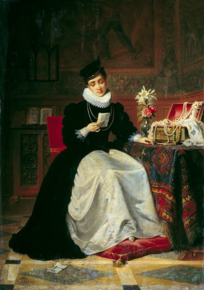 Woman Reading a Letter by Jean Baptiste Victor Loutrel