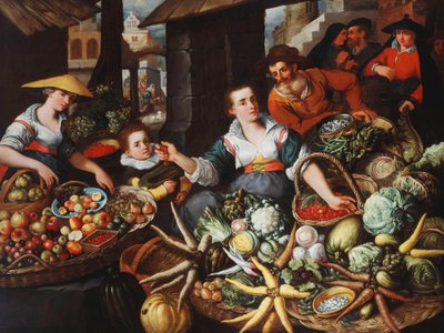 A Fruit and Vegetable Stall in a Town Market by Jean Baptiste de Saive
