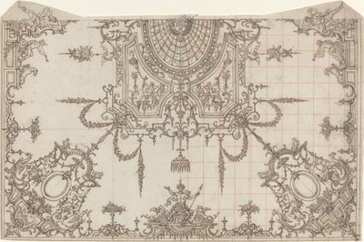 An Elaborate Ceiling with Trellises and Seated Figures by Jean Berain