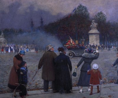 German Flag Carried to the Invalides, c. 1914 by Jean Beraud