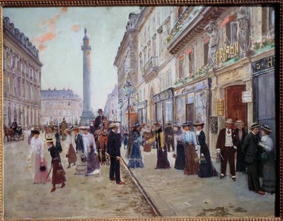 Exit of the workers from the Paquin house rue de la Paix by Jean Beraud by Jean Beraud