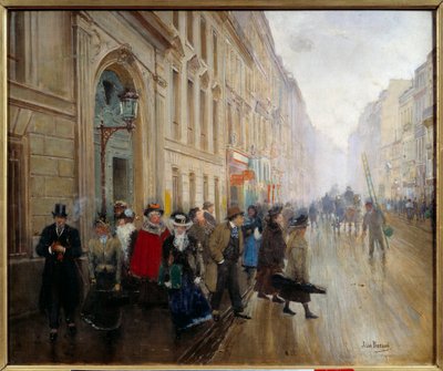 The Exit of the Conservatory in the Rue du Faubourg Poissonnière by Jean Beraud