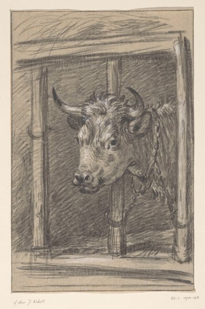 Head of a Cow, through the Bars of a Stable by Jean Bernard