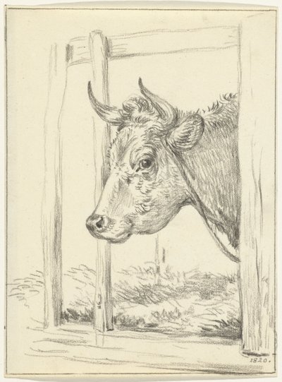 Head of a Cow in a Stable, Facing Left by Jean Bernard