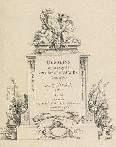 Desseins Arabesques a Plusieurs Usages Inventés par J.B. Toro Title Page by Jean Bernard Toro