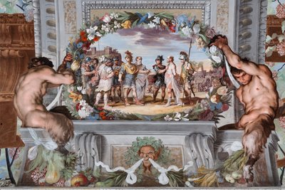 Acete, held prisoner by two soldiers, narrates the deeds of Bacchus to Pentheus and his retinue of warriors by Jean Boulanger