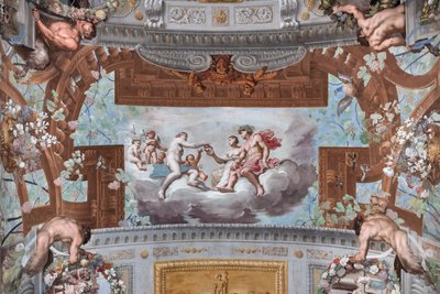 Venus Gives the Crown to Ariadne; on the Clouds Venus, Surrounded by Cupids, Offers the Crown of Vulcan to Ariadne Seated Next to Bacchus by Jean Boulanger
