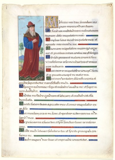 Leaf from a Book of Hours: King David by Jean Bourdichon
