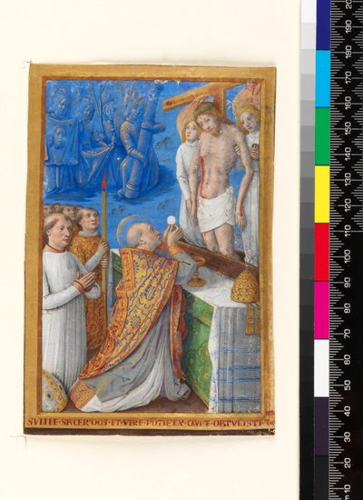 Leaf from a Book of Hours: The Mass of St Gregory by Jean Bourdichon