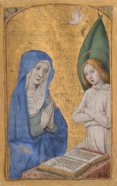Manuscript Leaf with the Annunciation from a Book of Hours, ca. 1485-90 by Jean Bourdichon