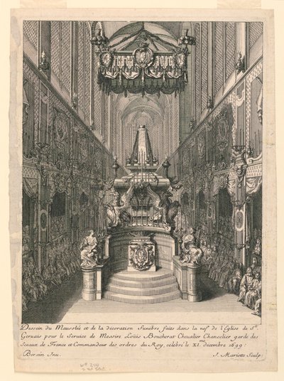 Catafalque of Louis Boucherat, Second State, St. Gervais, Paris by Jean Bérain, the Elder