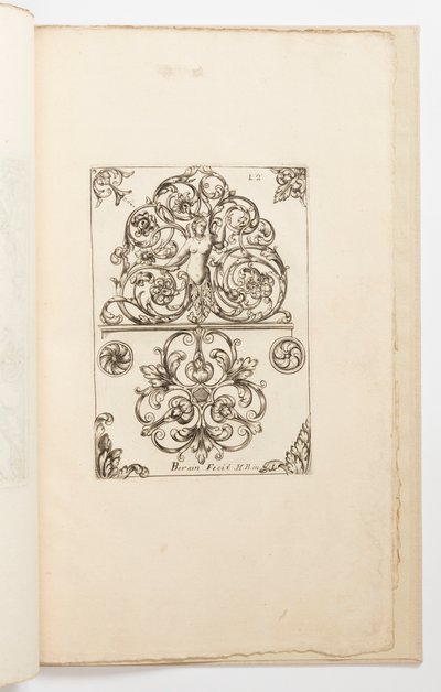 Plate 12, from Diverses pièces de serruriers (Various Designs for Locksmiths) by Jean Bérain the Elder