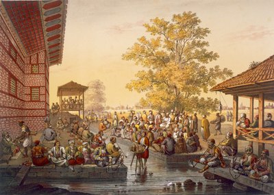 Leisure scene at Pinarbasi, a neighbourhood of Bursa. A story teller entertains the public by Jean Brindesi