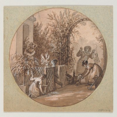 Design for a Painted Porcelain Plate, Garden Scene from the Service de la Culture des Fleurs (Flower Cultivation Service) by Jean Charles Develly