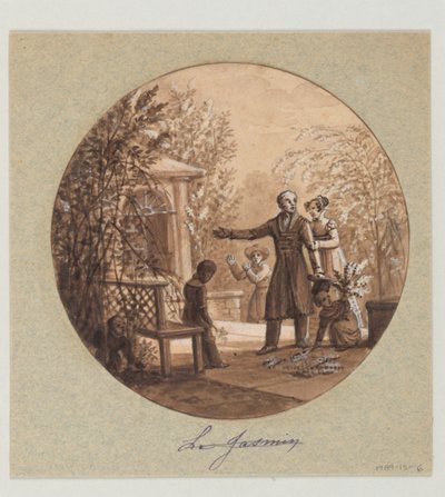 Design for a Painted Porcelain Plate, Le Jasmin from the Service de la Culture des Fleurs by Jean Charles Develly