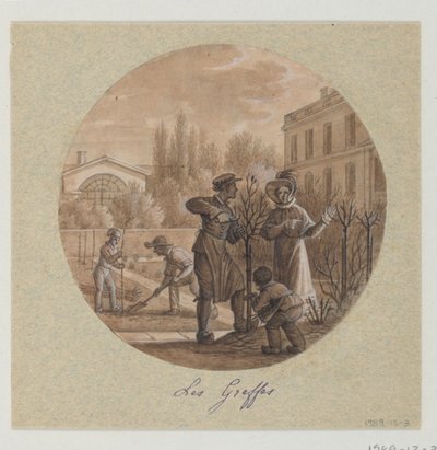 Design for a Painted Porcelain Plate, Les Greffes (Grafts) from the Service de la Culture des Fleurs (Flower Cultivation Service) by Jean Charles Develly