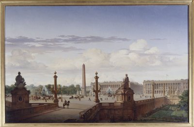 Place de la Concorde, Seen from the Terrace by the Water; King Louis-Philippe Crossing the Square by Carriage, in 1846 by Jean Charles Geslin
