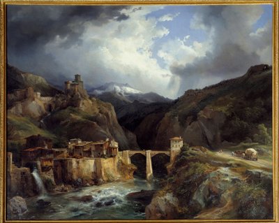 Village and Bridge of Crevola on the Simplon Road by Jean Charles Joseph Rémond