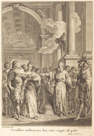 Tremble, unfortunate King, your reign is over by Jean Charles Levasseur after Hubert François Gravelot