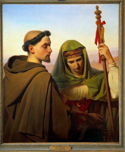A Pilgrim Supported by a Capuchin by Jean Claude Bonnefond
