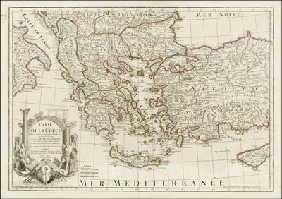 1780 Map - Map of Greece Drawn from a Large Number of Ancient and New Memoirs, Including Those of Messrs. Whele and Tournefort by Jean Claude Dezauche