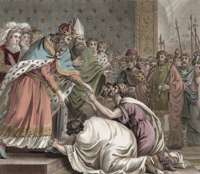 Charlemagne (742-814) Receives the Ambassadors from the Emperor of the East, engraved by Jean Baptiste Morret, 1789 by Jean Claude Naigeon