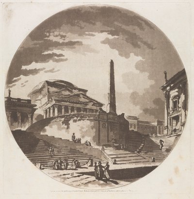 View of the Rotunda with Stairs on the Tiber by Jean Claude Richard de Saint Non
