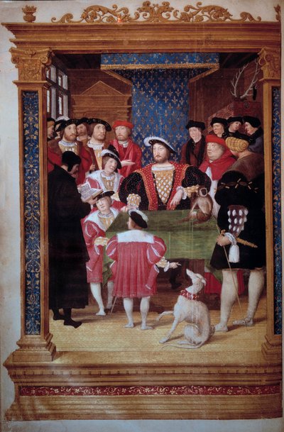 Antoine Macault reading his translation to King Francois I and to his court by Jean Clouet