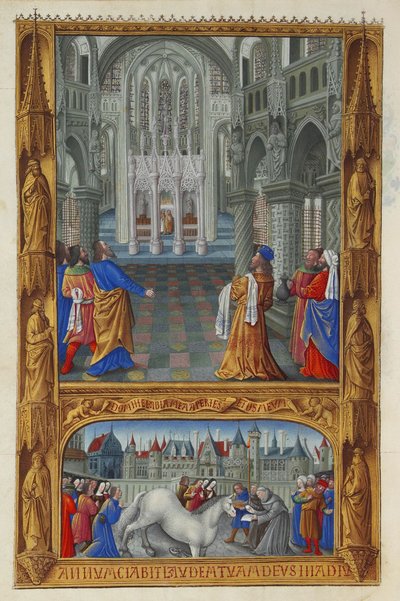Les Très Riches Heures du Duc de Berry, Folio 129v - The Holy Sacrament by Jean Colombe