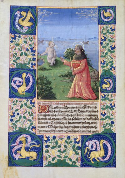 Louis of Orleans Praying before the Christ Child, from the Book of Hours of Louis dOrleans by Jean Colombe