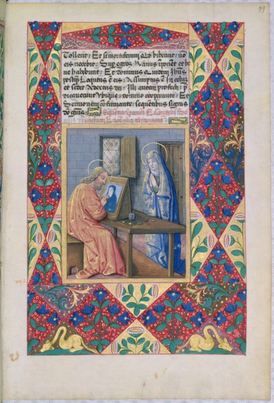 St. Luke Painting the Virgin Mary, from the Book of Hours of Louis dOrleans by Jean Colombe