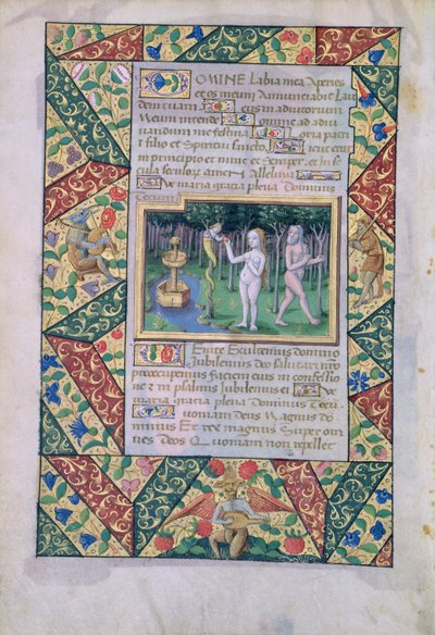 The Temptation in the Garden of Eden, from Book of Hours of Louis dOrleans by Jean Colombe