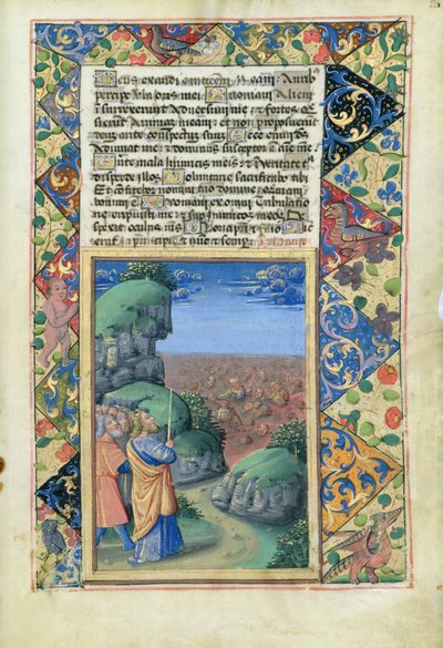 Moses and the Israelites Watching the Egyptians Drown in the Sea, from the Book of Hours of Louis dOrleans by Jean Colombe