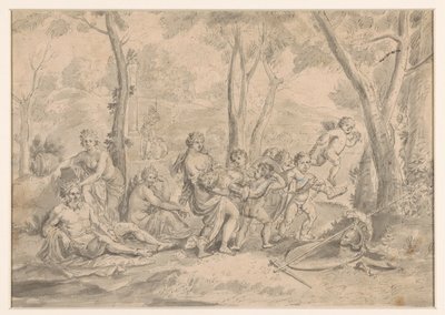 Dead Knight (Orlando?) Carried Away by Woman and Genius by Jean Cotelle (II)