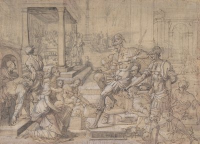 Amya Petitioning Faustus for the Custody of Saint Mamas, ca. 1543 by Jean Cousin