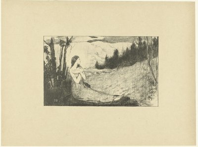 Saint Agnes Sitting on Rock in Landscape Sainte-Agnes L