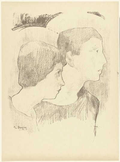 Two Heads of Martyrs or Boys with Nimbus by Jean Danguy