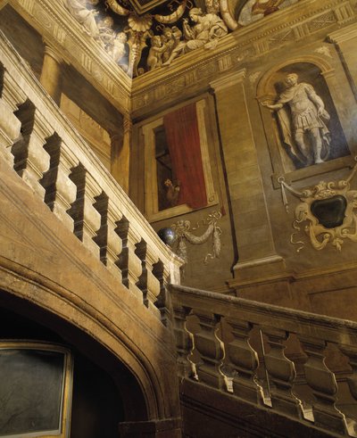 Baroque architecture: staircase painted in trompe l
