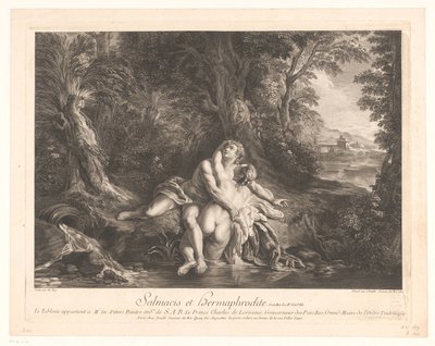 Hermaphroditus Embraced by Salmacis (Salmacis et Hermaphrodite) by Jean Daullé