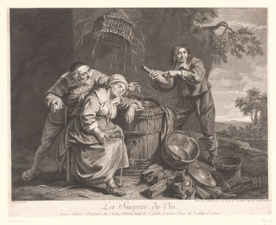 Woman Sleeping by a Barrel with a Wine Glass in Hand by Jean Daullé