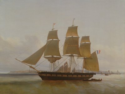 Three Masted Boat in the Port of Le Havre, 1846 by Jean Dominique Drouin