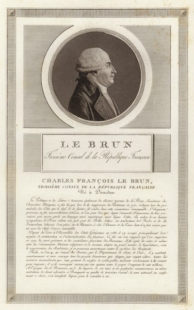 Portrait of Charles-Francois Lebrun, Duke of Plaisance by Jean Duplessi Bertaux