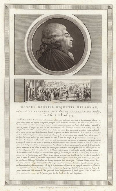 Portrait of Honore Gabriel Riqueti, comte de Mirabeau by Jean Duplessi Bertaux