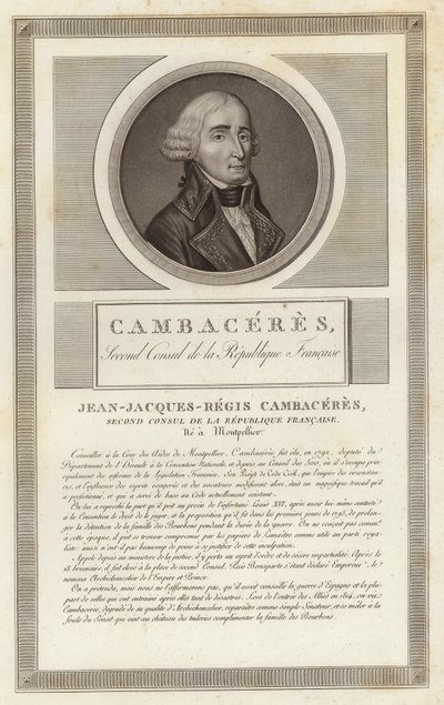 Portrait of Jean Jacques Regis de Cambaceres by Jean Duplessi Bertaux