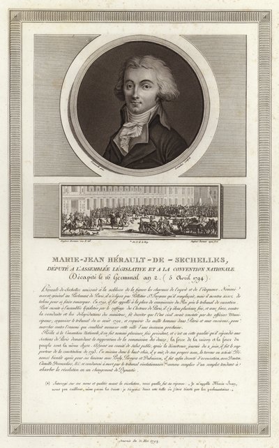 Portrait of Marie-Jean Herault de Sechelles by Jean Duplessi Bertaux
