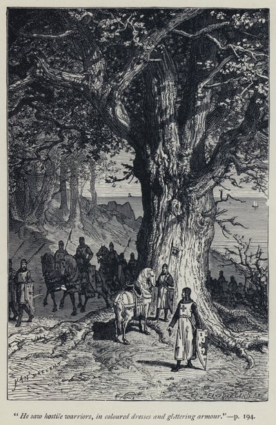 He saw hostile warriors, in coloured dresses and glittering armour by Jean Edouard Dargent