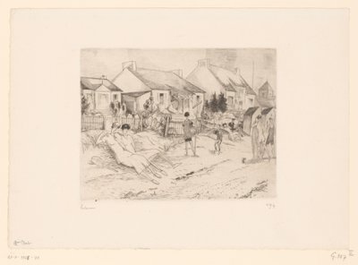 Resting Tennis Players on the Beach by Jean Emile Laboureur (signed by artist)