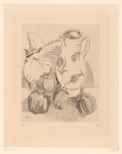 Still Life with Strawberries and Jug by Jean Emile Laboureur (signed by artist)