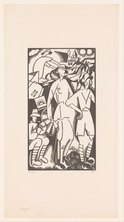 Four Soldiers in a Landscape by Jean Emile Laboureur (signed by artist)