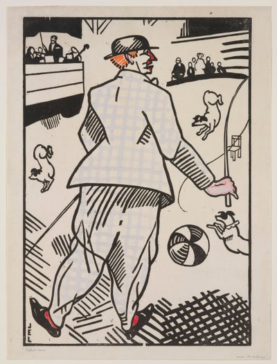 Clown with Dogs by Jean Emile Laboureur